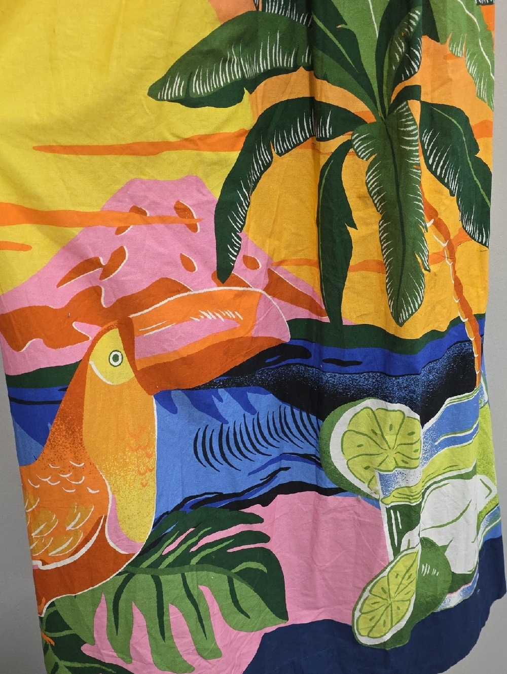 FARM RIO Tropical Sunset Toucan Palm Tree Midi Dress Size M Anthropologie - Picture 2 of 8